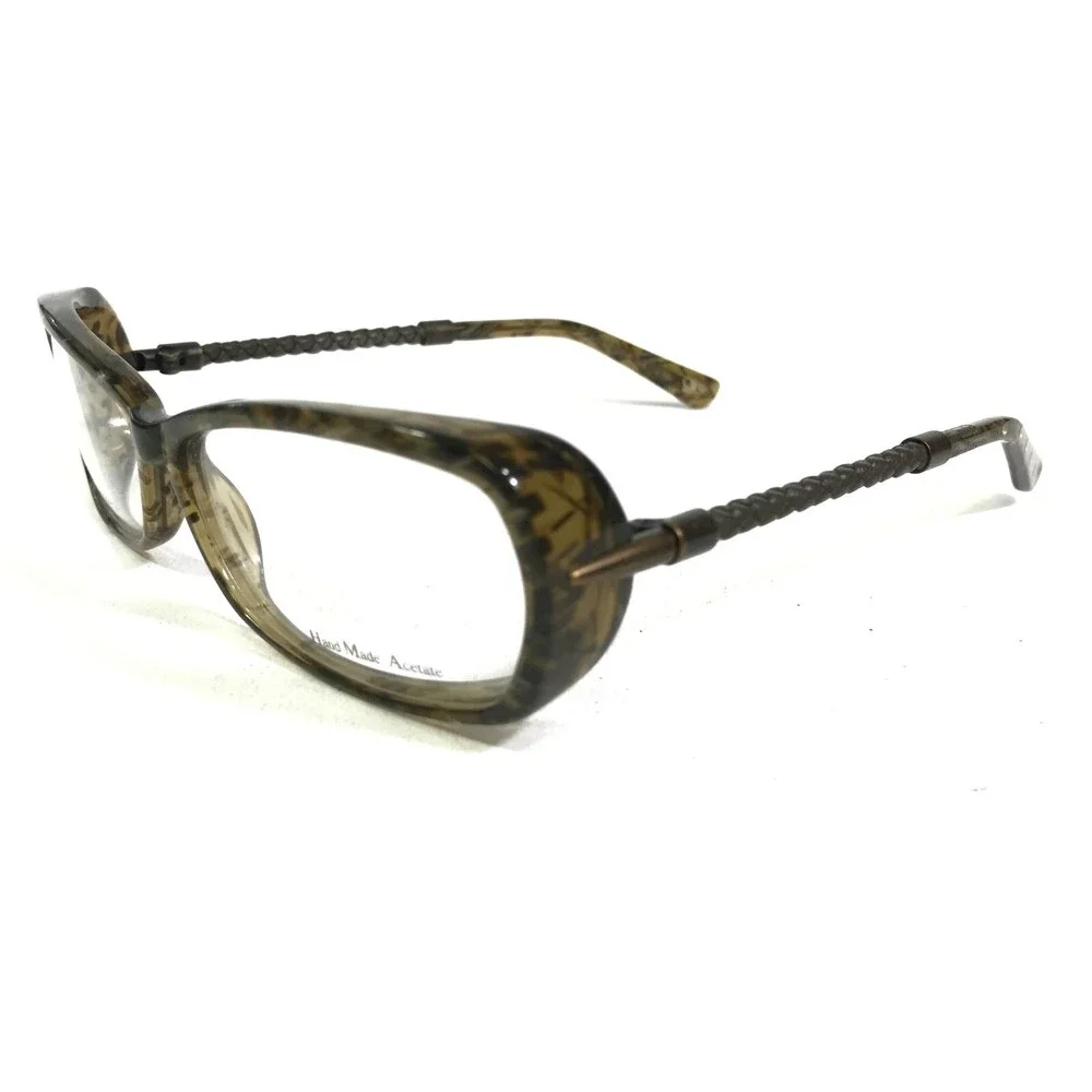 Bottega Veneta Eyeglasses Frames BV 97 3V6 Clear Hatched Woven Leather 55-13-130